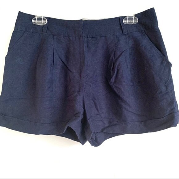 Forever 21 Navy Linen Blend High Waist Shorts size Medium - Picture 1 of 5